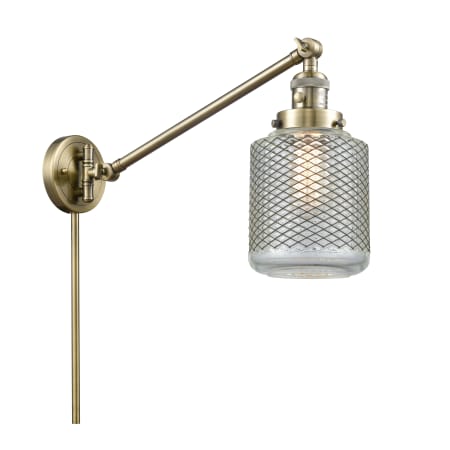 Innovations Lighting Stanton Single Light 25" Tall Hardwired or Plug-In Wall Sconce / Pendant Antique Brass / Vintage Wire Mesh