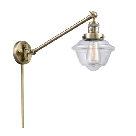 Innovations Lighting Small Oxford Single Light 25" Tall Hardwired or Plug-In Wall Sconce / Pendant Antique Brass / Clear