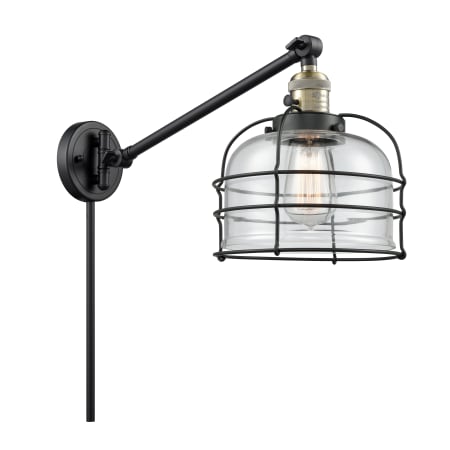 Innovations Lighting Large Bell Cage Single Light 25" Tall Bathroom Sconce Black Antique Brass / Clear