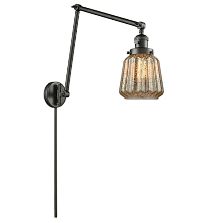 Innovations Lighting Chatham Single Light 30" Tall Plug-In Wall Sconce Oiled Rubbed Bronze / Mercury Fluted