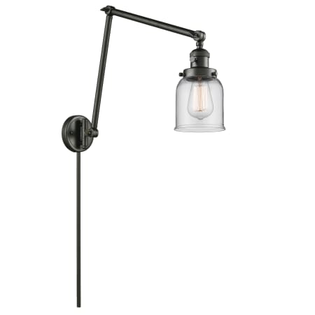 Innovations Lighting Small Bell Single Light 30" Tall Outdoor Wall Sconce Oiled Rubbed Bronze / Clear