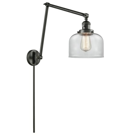 Innovations Lighting Large Bell Single Light 30" Tall Wall Sconce Oiled Rubbed Bronze / Clear