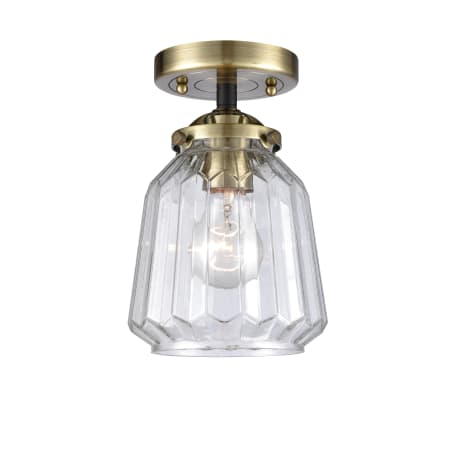 Innovations Lighting Chatham 6" Wide Semi-Flush Ceiling Fixture Black Antique Brass / Clear