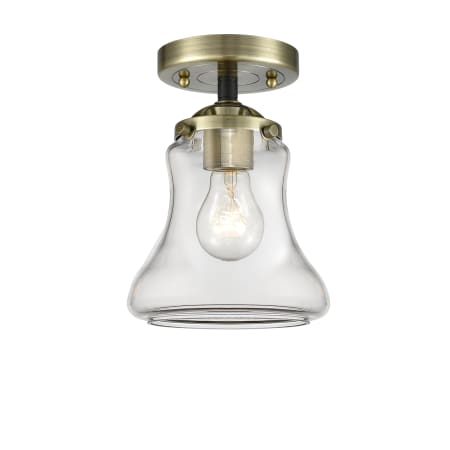 Innovations Lighting Bellmont 6" Wide Semi-Flush Ceiling Fixture with 9" Height Black Antique Brass / Clear