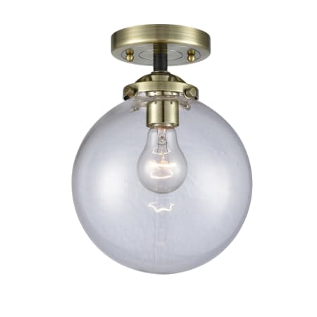 Innovations Lighting Beacon Single Light 8" Wide Semi-Flush Ceiling Fixture Black Antique Brass / Clear