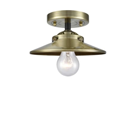 Innovations Lighting Railroad 8" Wide Semi-Flush Ceiling Fixture Black Antique Brass / Antique Brass
