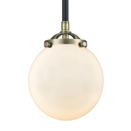 Innovations Lighting Beacon 6" Wide Mini Pendant Black Antique Brass / Matte White