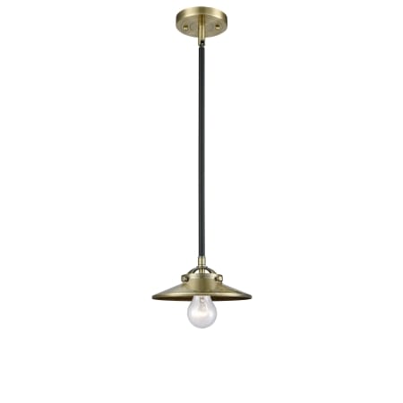 Innovations Lighting Railroad 8" Wide Mini Pendant Black Antique Brass / Antique Brass