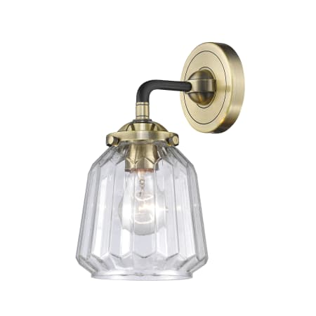 Innovations Lighting Chatham Single Light 11" Tall Bathroom Sconce Black Antique Brass / Clear