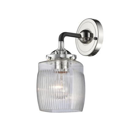 Innovations Lighting Colton Single Light 9" Tall Bathroom Sconce Black Polished Nickel / Clear