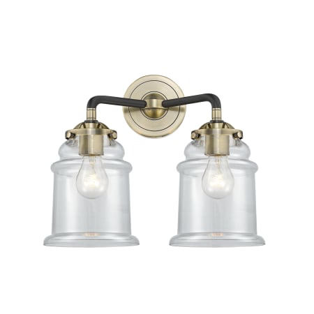 Innovations Lighting Canton 2 Light 14" Wide Bathroom Vanity Light Black Antique Brass / Clear