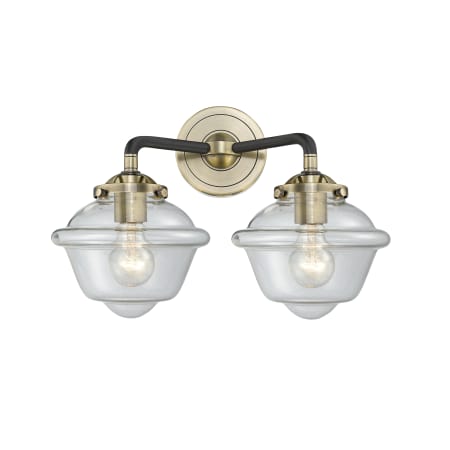 Innovations Lighting Small Oxford 2 Light 16" Wide Bathroom Vanity Light Black Antique Brass / Clear