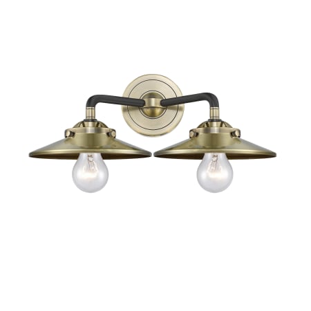 Innovations Lighting Railroad 2 Light 16" Wide Bathroom Vanity Light Black Antique Brass