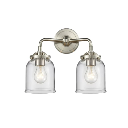 Innovations Lighting Small Bell 2 Light 13" Wide Bathroom Vanity Light Brushed Satin Nickel / Clear