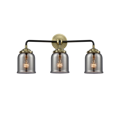 Innovations Lighting Small Bell 3 Light 23" Wide Bathroom Vanity Light Black Antique Brass / Smoked