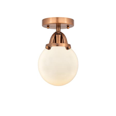 Innovations Lighting Beacon 6" Wide Semi-Flush Globe Ceiling Fixture Antique Copper / Matte White