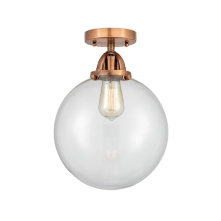 Innovations Lighting Beacon 10" Wide Semi-Flush Globe Ceiling Fixture Antique Copper / Clear