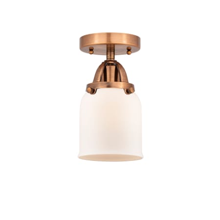 Innovations Lighting Bell 5" Wide Semi-Flush Ceiling Fixture Antique Copper / Matte White