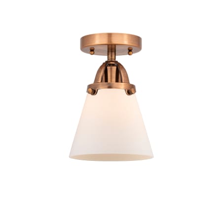 Innovations Lighting Cone 7" Wide Semi-Flush Ceiling Fixture Antique Copper / Matte White