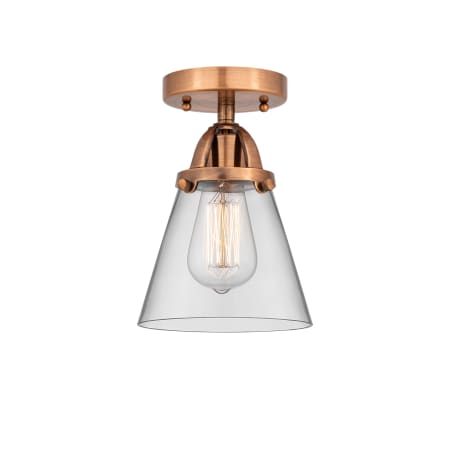 Innovations Lighting Cone 6" Wide Semi-Flush Ceiling Fixture Antique Copper / Clear