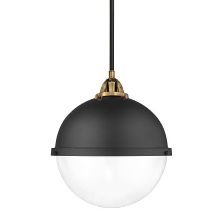 Innovations Lighting Hampden 13" Wide Pendant Black Antique Brass / Clear