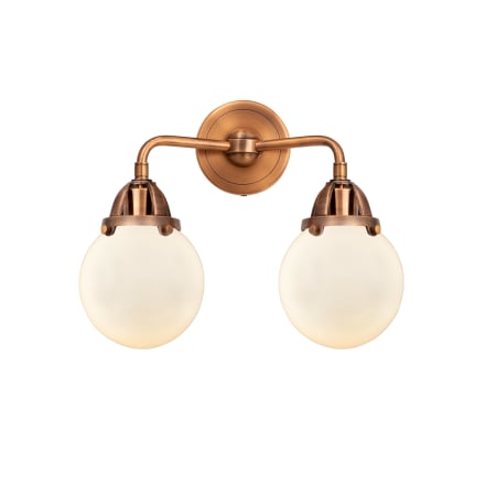 Innovations Lighting Beacon 2 Light 14" Wide Vanity Light Antique Copper / Matte White