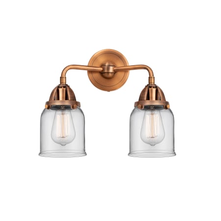 Innovations Lighting Bell 2 Light 13" Wide Vanity Light Antique Copper / Clear