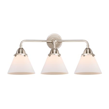 Innovations Lighting Cone 3 Light 26" Wide Vanity Light with Cone Shades Polished Nickel / Matte White