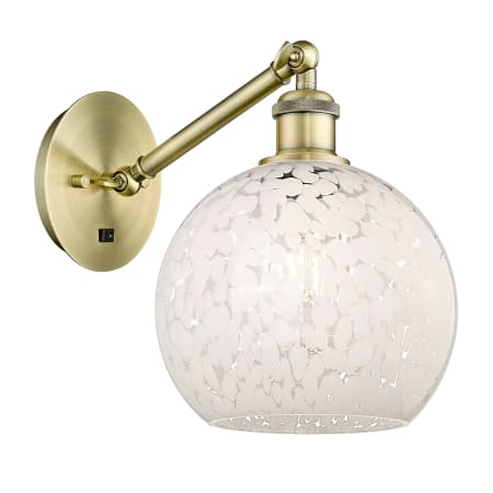 Innovations Lighting White Mouchette 10" Tall Wall Sconce Antique Brass