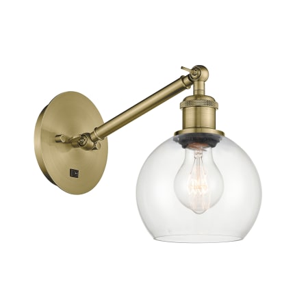 Innovations Lighting Athens 12" Tall Wall Sconce Antique Brass / Clear