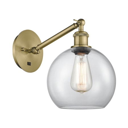 Innovations Lighting Athens 14" Tall Wall Sconce Antique Brass / Clear