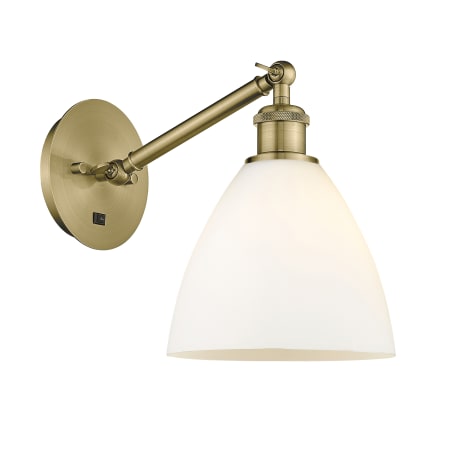 Innovations Lighting Bristol Glass 14" Tall Wall Sconce Antique Brass / Matte White