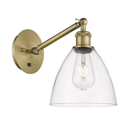 Innovations Lighting Bristol 13" Tall Wall Sconce Antique Brass / Clear