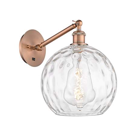 Innovations Lighting Athens Water Glass 12" Tall Wall Sconce Antique Copper / Clear Water Glass