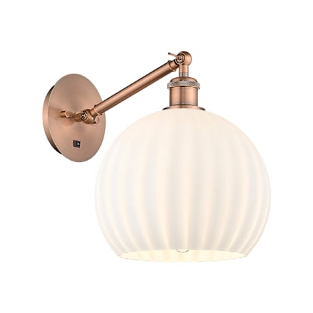 Innovations Lighting White Venetian 12" Tall Wall Sconce Antique Copper / White Venetian