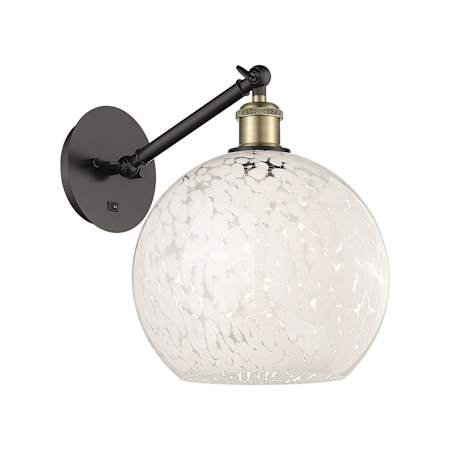 Innovations Lighting White Mouchette 12" Tall Wall Sconce Black Antique Brass / White Mouchette