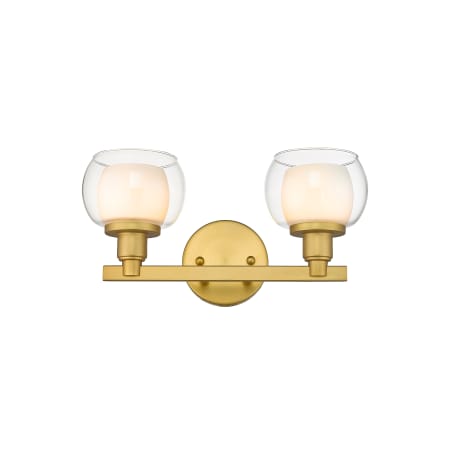 Innovations Lighting Cairo 2 Light 15" Wide Vanity Light Satin Gold / White / Clear
