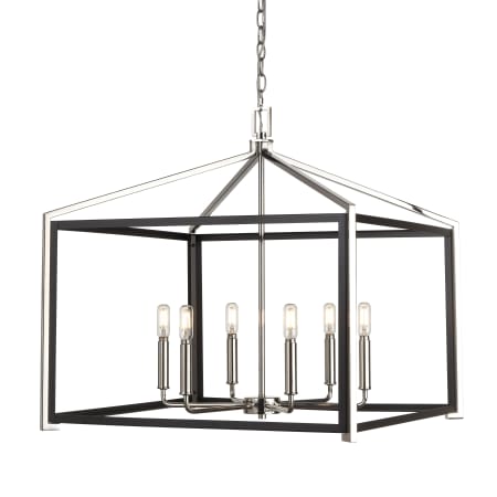 Innovations Lighting Wiscoy 6 Light 24" Wide Square Chandelier Black Polished Nickel