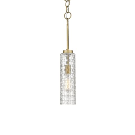 Innovations Lighting Wexford 4" Wide Mini Pendant Brushed Brass / Clear Basket Weave