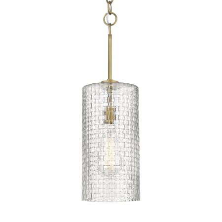 Innovations Lighting Wexford 8" Wide Mini Pendant Brushed Brass / Clear Basket Weave