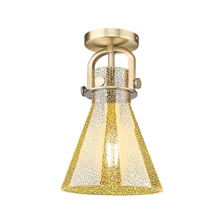 Innovations Lighting Newton Cone 8" Wide Semi-Flush Ceiling Fixture Brushed Brass / Mercury