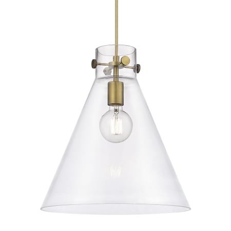 Innovations Lighting Newton Cone 14" Wide Pendant Brushed Brass / Clear