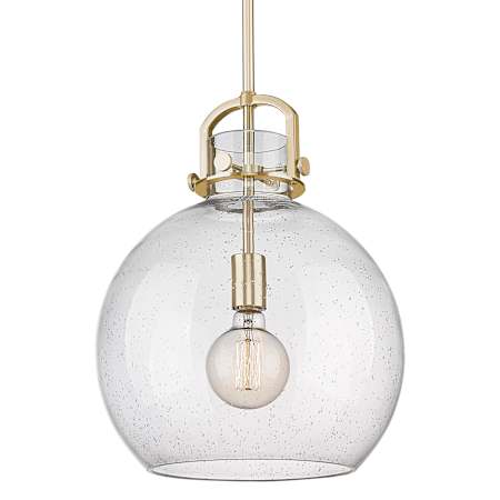 Innovations Lighting Newton Sphere 14" Wide Pendant with Clear, Seedy Glass Shade Champagne Bronze