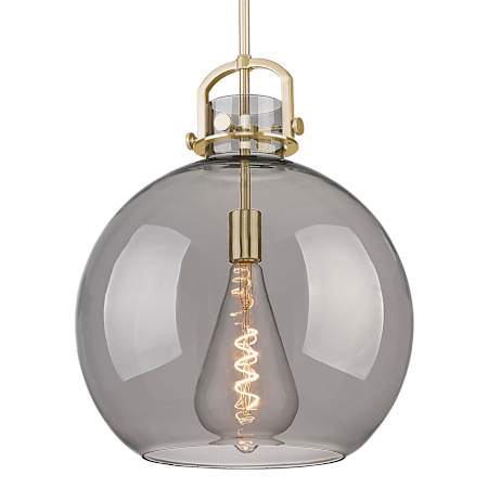 Innovations Lighting Newton Sphere 16" Wide Pendant with Light Smoke Glass Shade Champagne Bronze