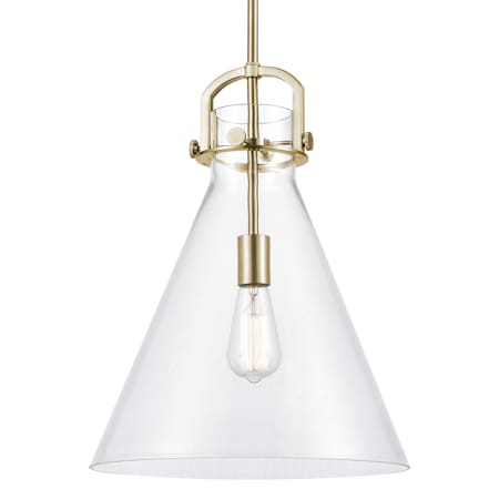 Innovations Lighting Newton Cone 14" Wide Arched-Frame Pendant with Clear Glass Shade Champagne Bronze