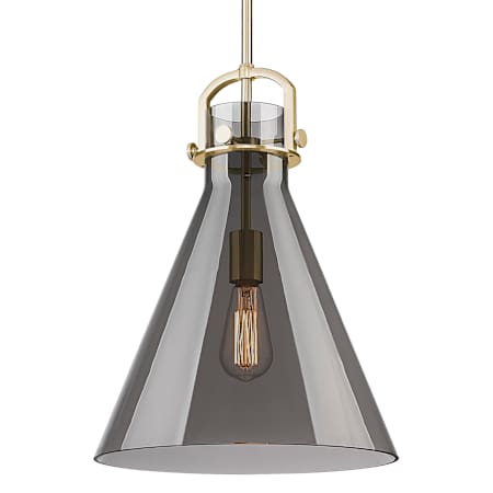 Innovations Lighting Newton Cone 14" Wide Pendant with Light Smoke Glass Shade Champagne Bronze