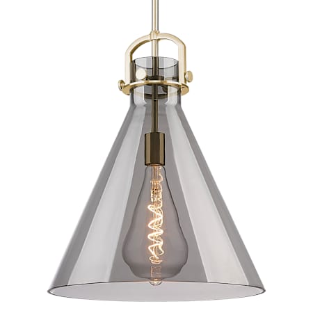 Innovations Lighting Newton Cone 16" Wide Pendant with Light Smoke Glass Shade Champagne Bronze