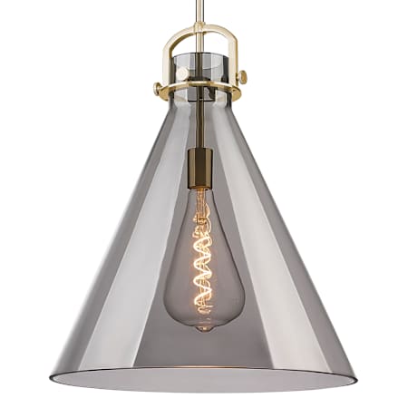 Innovations Lighting Newton Cone 18" Wide Pendant with Light Smoke Glass Shade Champagne Bronze