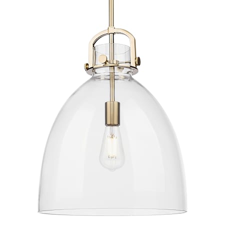 Innovations Lighting Newton Bell 14" Wide Pendant with Clear Glass Shade Champagne Bronze
