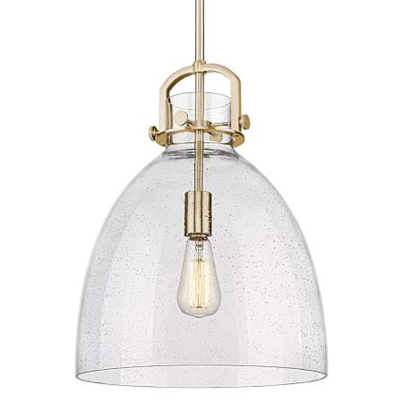 Innovations Lighting Newton Bell 14" Wide Pendant with Clear, Seedy Glass Shade Champagne Bronze